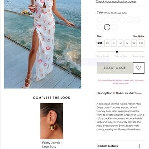 White Satin Maxi Dress with Pink Floral Print